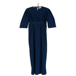 Karu Dairy Handmade Dress Long Length Blue Half Sleeves with Smocking Medium